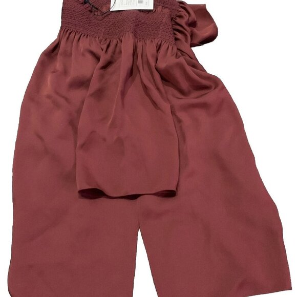 NWT Theory 100% Silk Elistaire Off The Shoulder Blouse Black Cherry Size Small - Picture 13 of 13